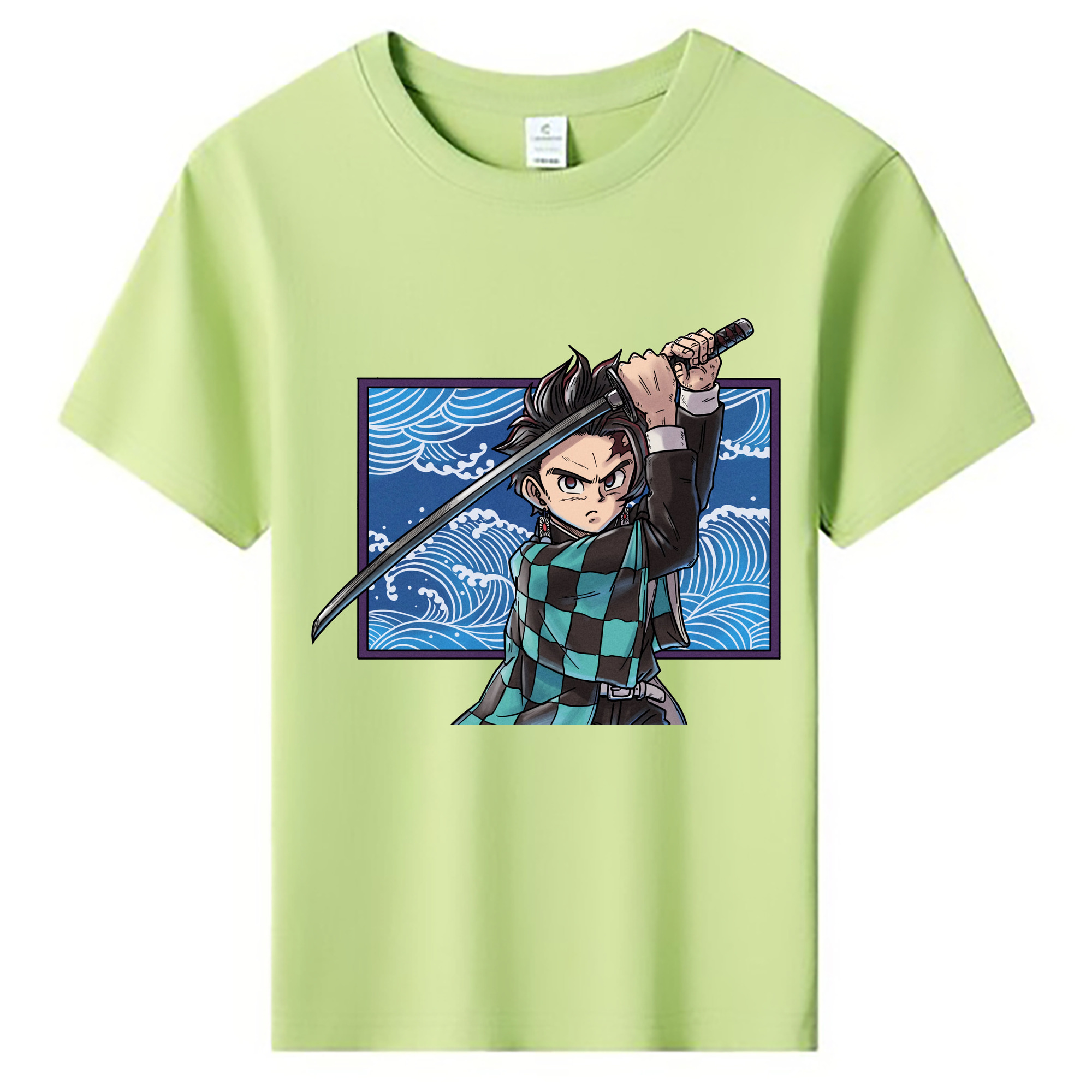 （画像用） 鬼滅の刃 竈門 炭治郎／かまど たんじろう Kamado Tanjirou 綿100％キッズTシャツ（フロントプリント）